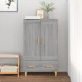 Sideboard mit den Massen 70 x 31 x 115 cm in Eichenbraun und Grau
