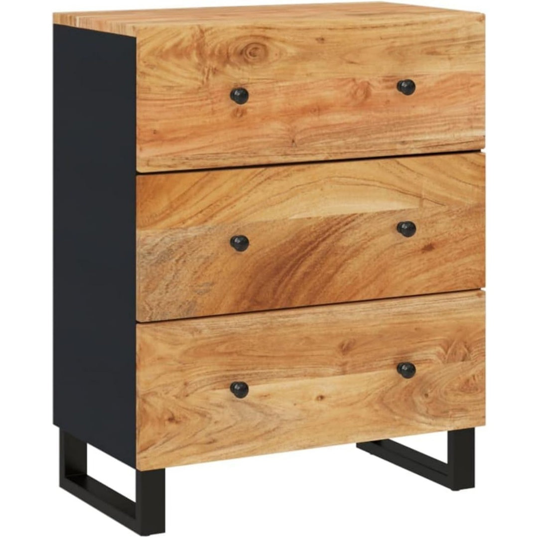 Sideboard aus Massivholz und Akazienholz mit den Massen 60 x 33 x 75 cm