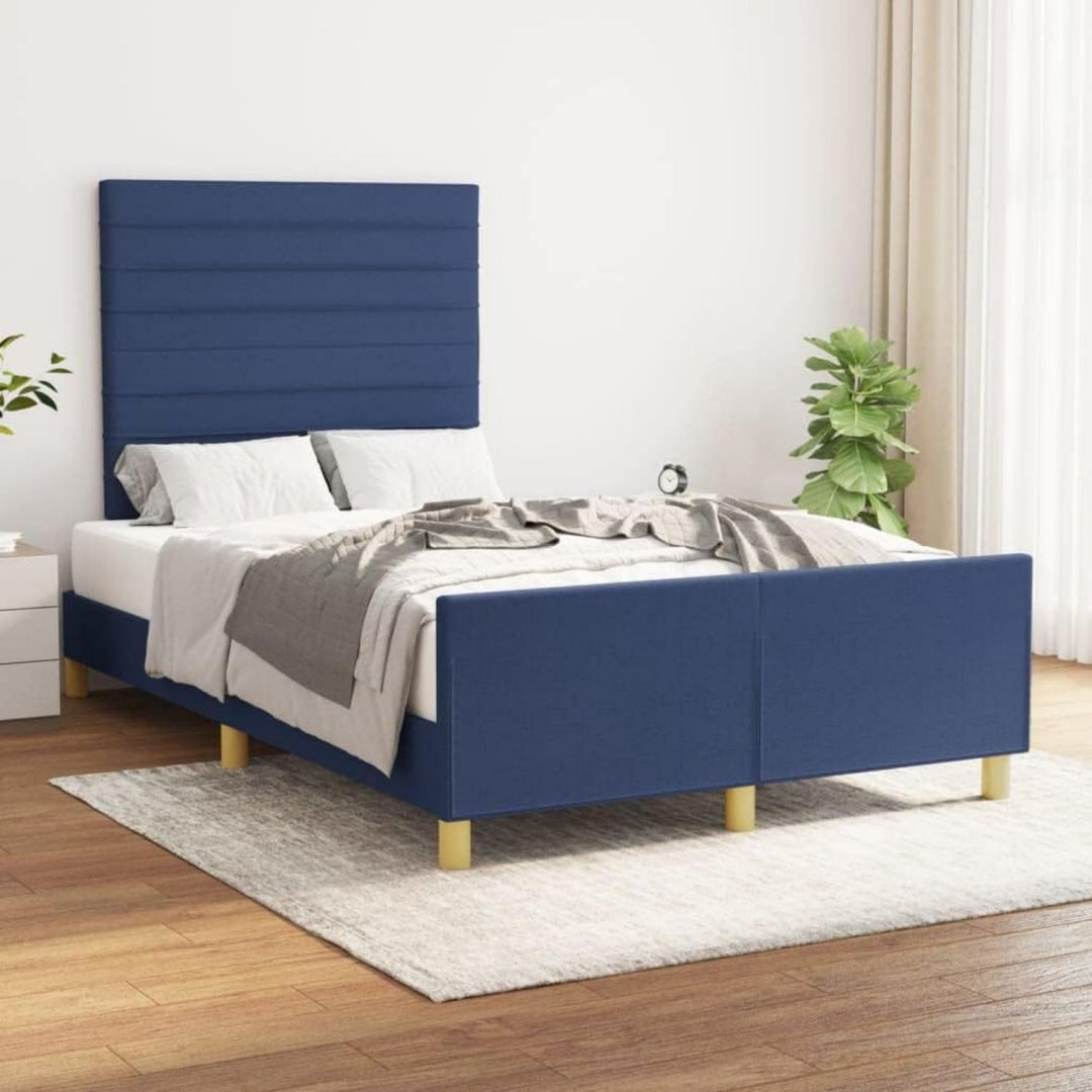 Bettgestell mit den Massen 120 x 190 cm in Blau aus Stoff