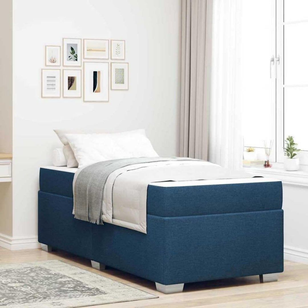 Bettgestell aus Stoff in Blau mit den Massen 100 x 200 cm