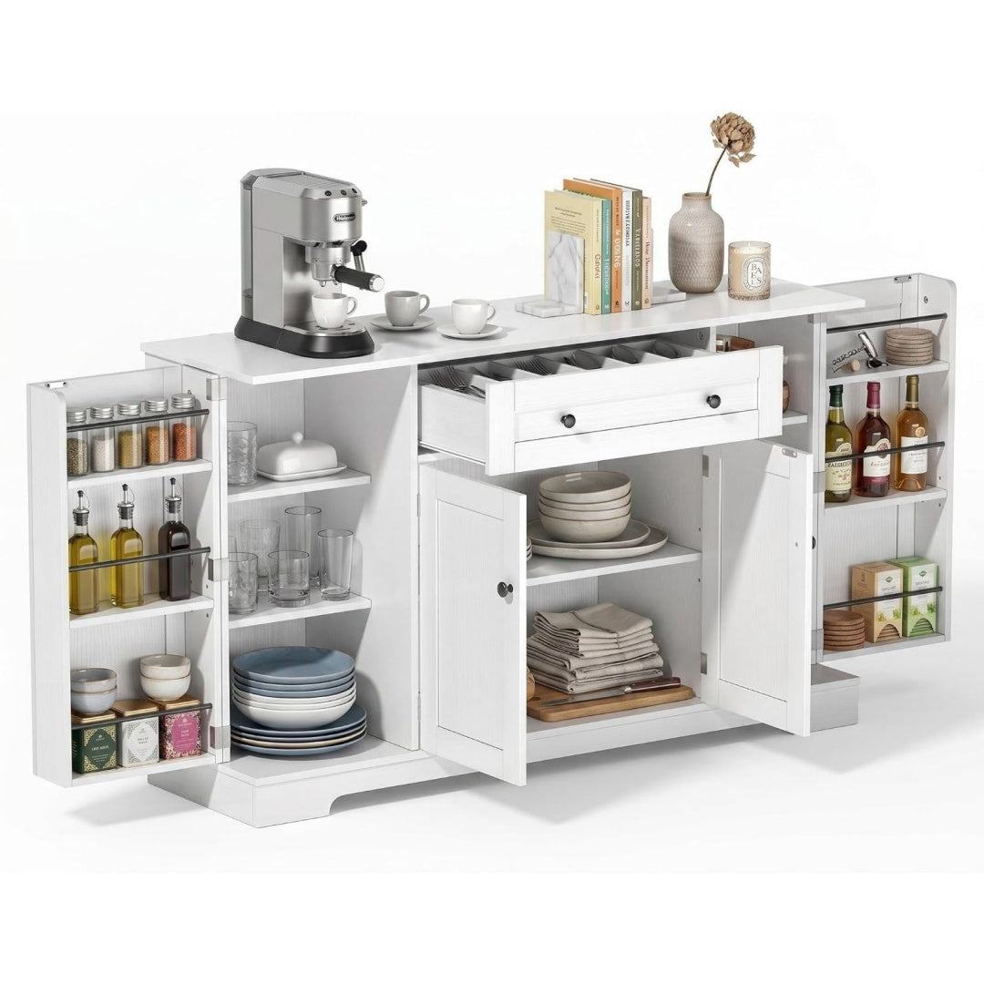Sideboard mit 4 Tueren, Hoehenverstellung und verstellbaren Ablagen
