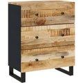 Eine Gestaltung in Schwarz und Naturbraun kennzeichnet das Sideboard