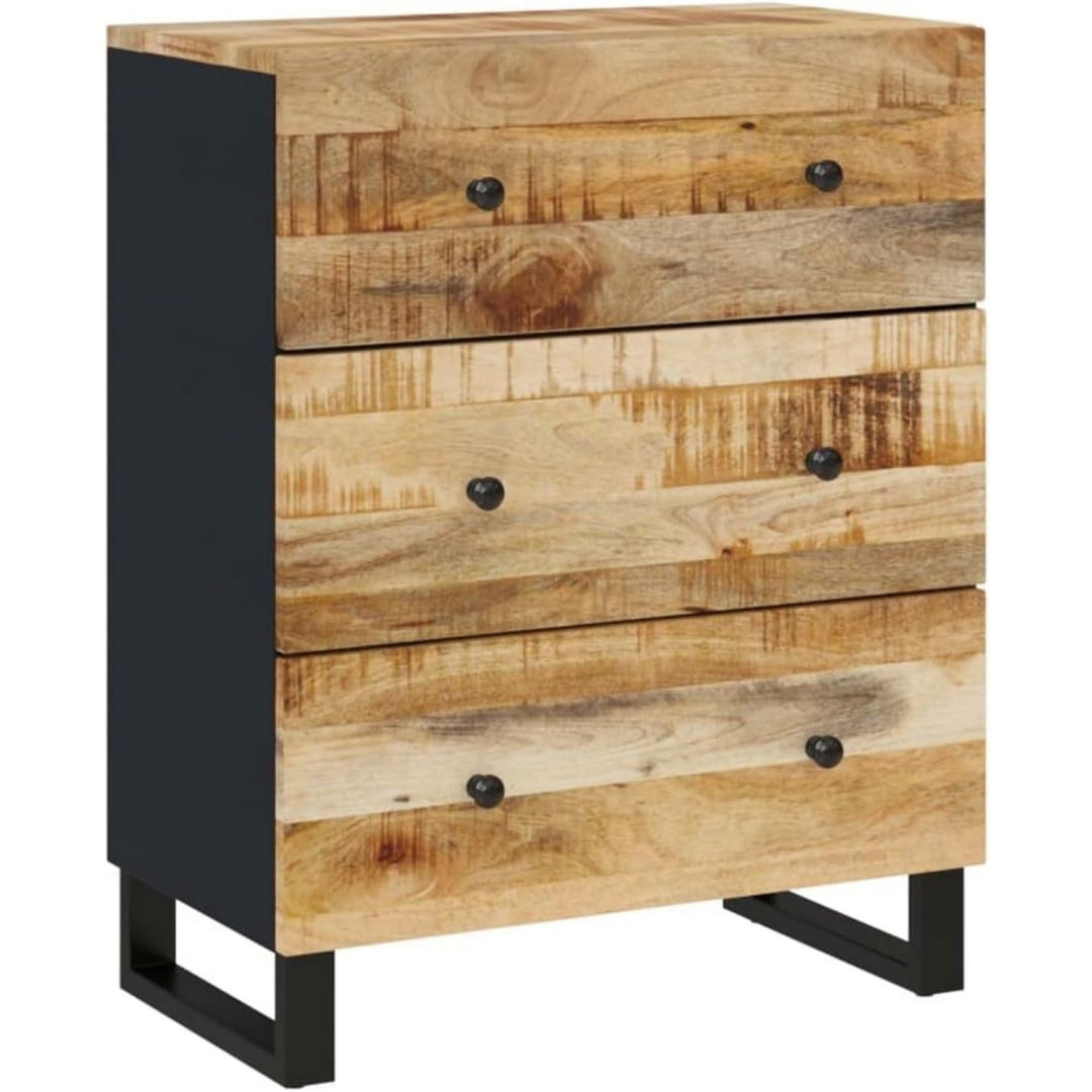 Eine Gestaltung in Schwarz und Naturbraun kennzeichnet das Sideboard