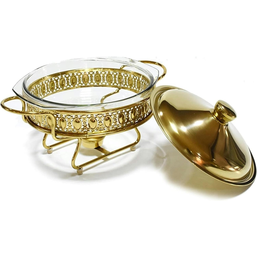 Speisenwaermer in Gold mit glaenzenden Oberflaechen