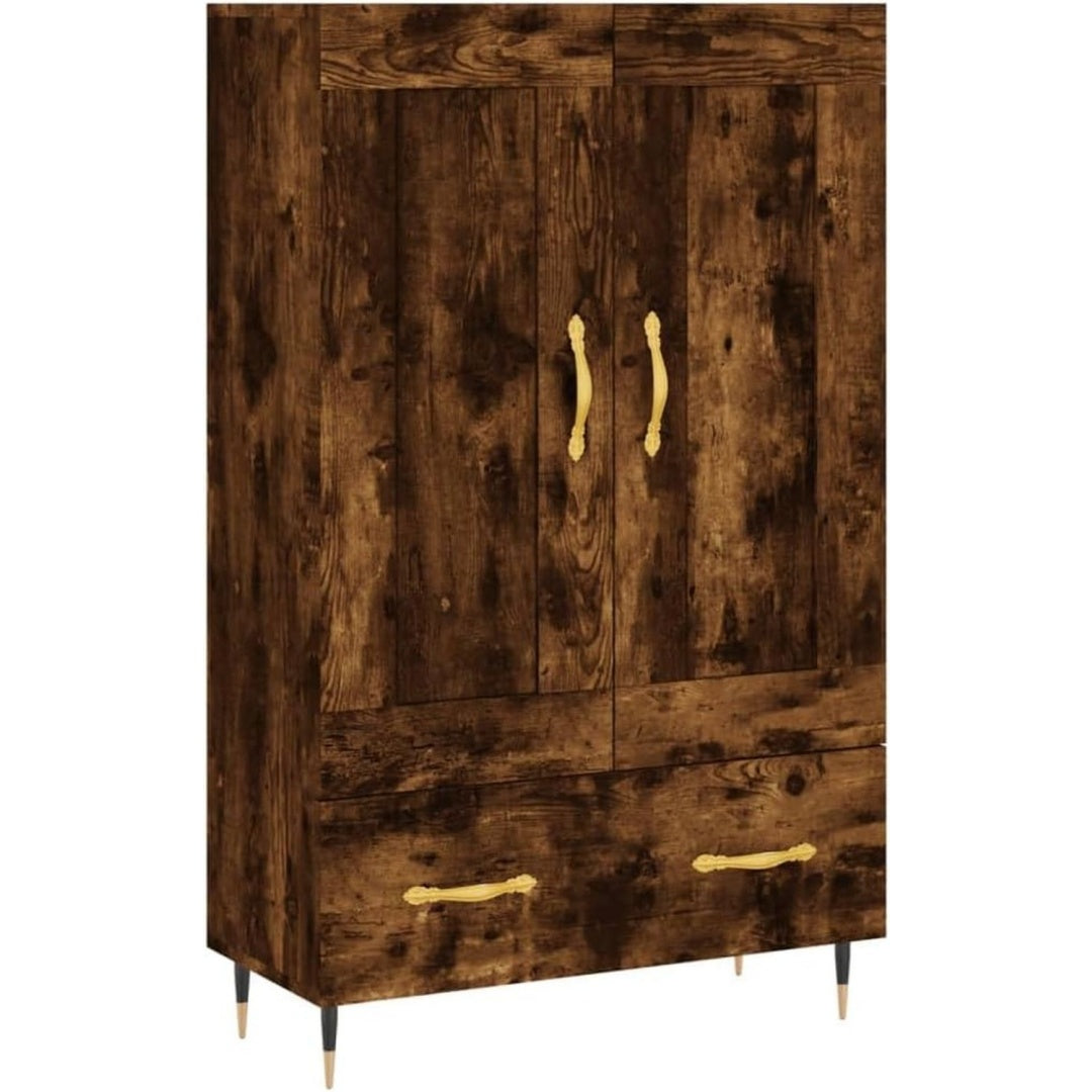 Sideboard aus Samt und Metall in Eichenbraun