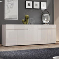 Sideboard verbindet Holzbeine und beschichtete Flaechen